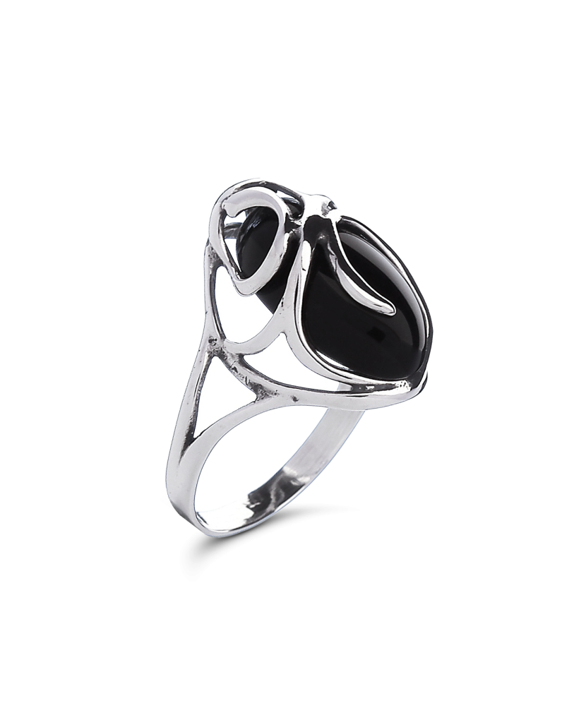 Sidabrinis žiedas su oniksu - Sidabriniai žiedai - Goldinga