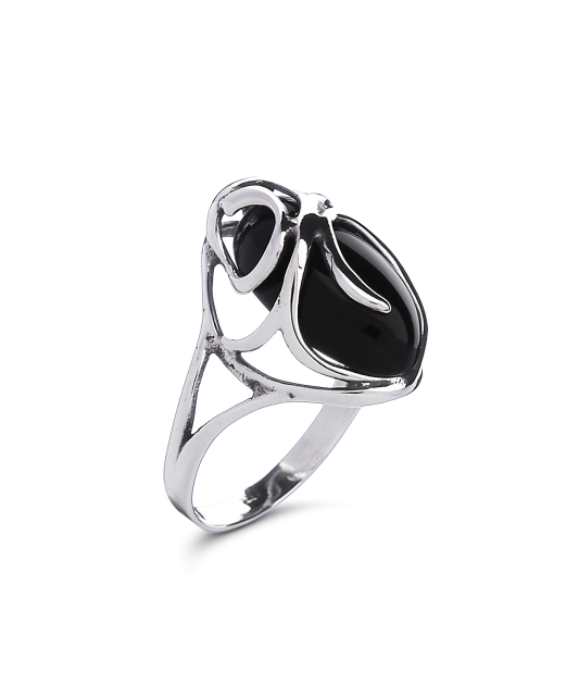 Sidabrinis žiedas su oniksu - Sidabriniai žiedai - Goldinga