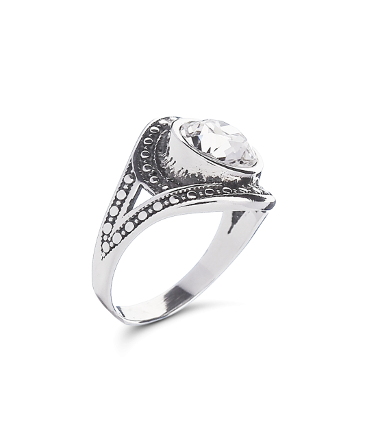 Sidabrinis žiedas su kristalu - Sidabriniai žiedai - Goldinga