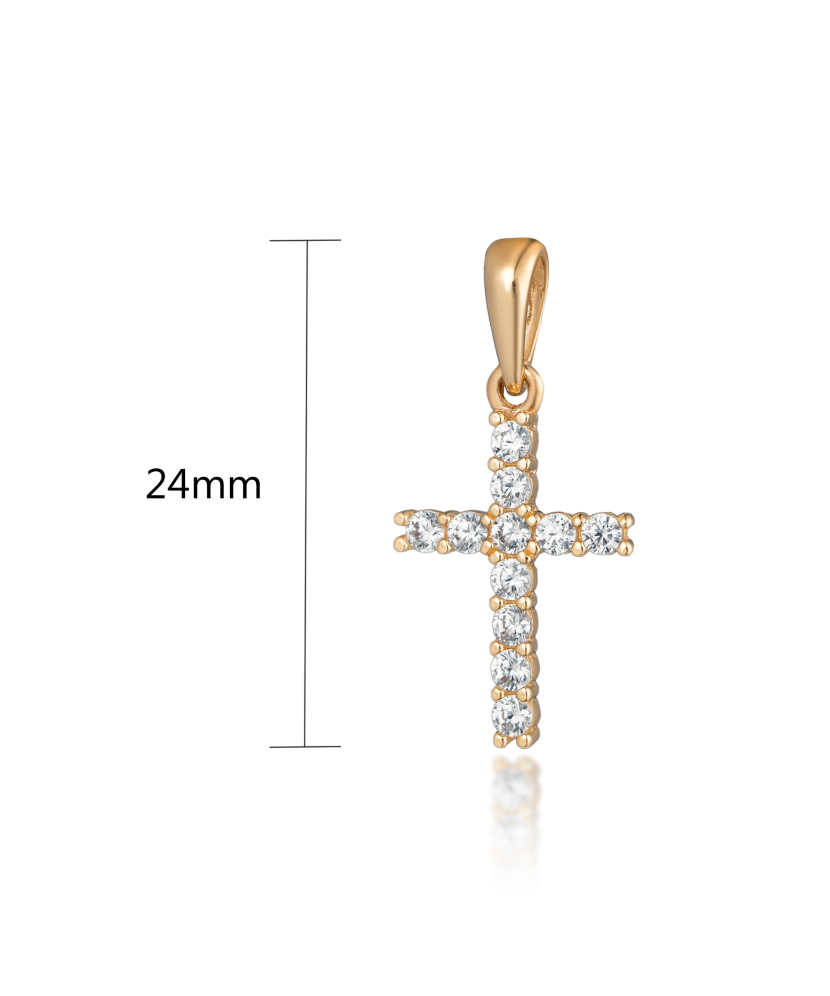 Auksinis pakabukas su cirkoniais "Kryželis" 24mm - Kryželiai ir ikonos - Goldinga