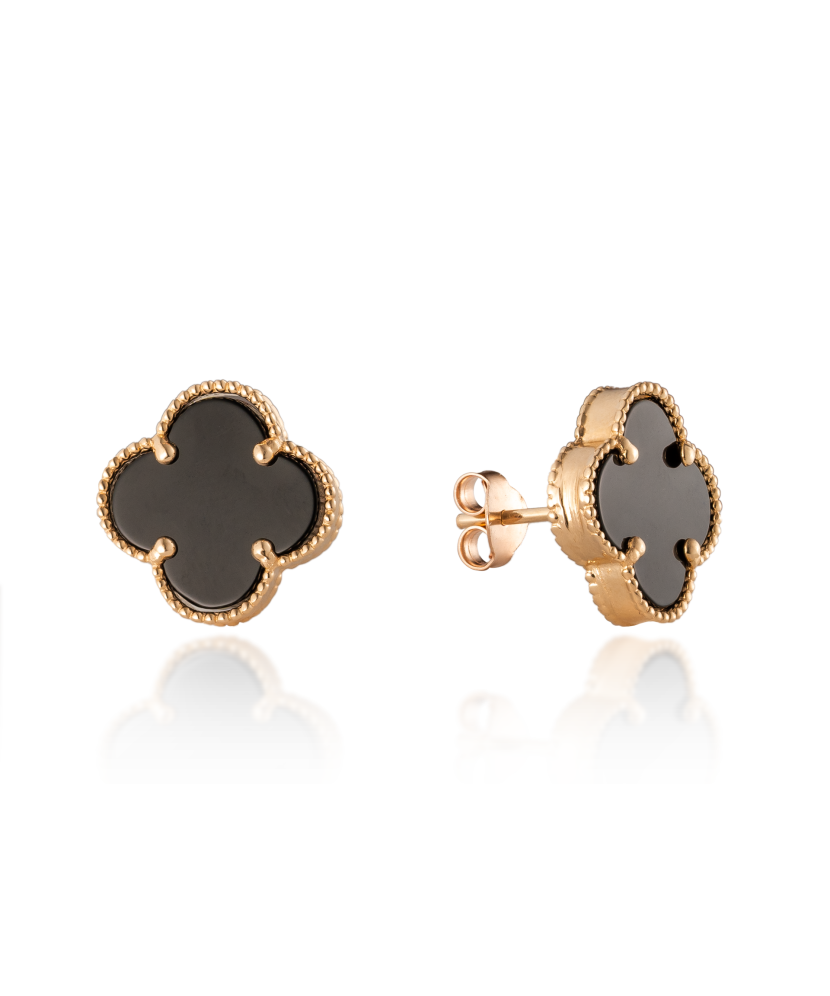 Auksiniai auskarai su emale 14mm - Auksiniai auskarai - Goldinga