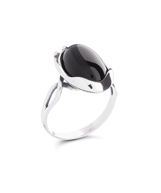 Sidabrinis žiedas su oniksu - Sidabriniai žiedai - Goldinga