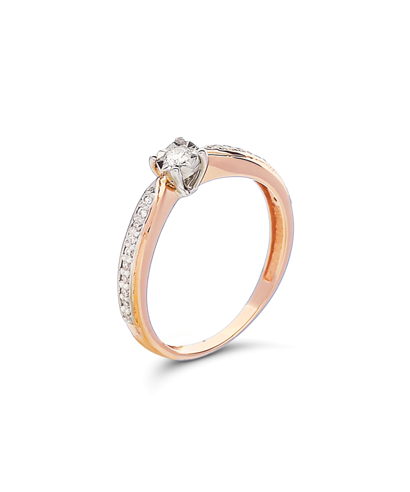 Auksinis žiedas su briliantu - Auksiniai žiedai - Goldinga