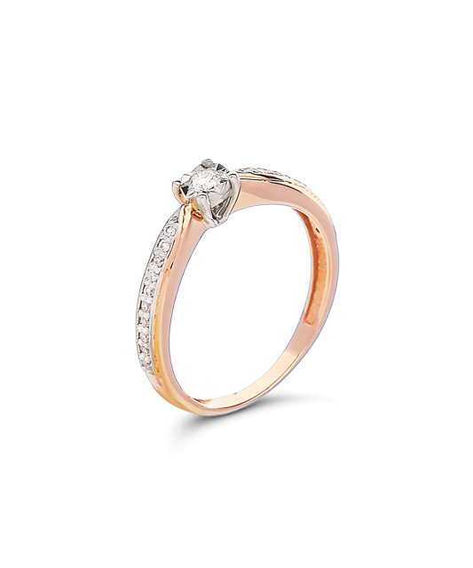 Auksinis žiedas su briliantu - Auksiniai žiedai - Goldinga