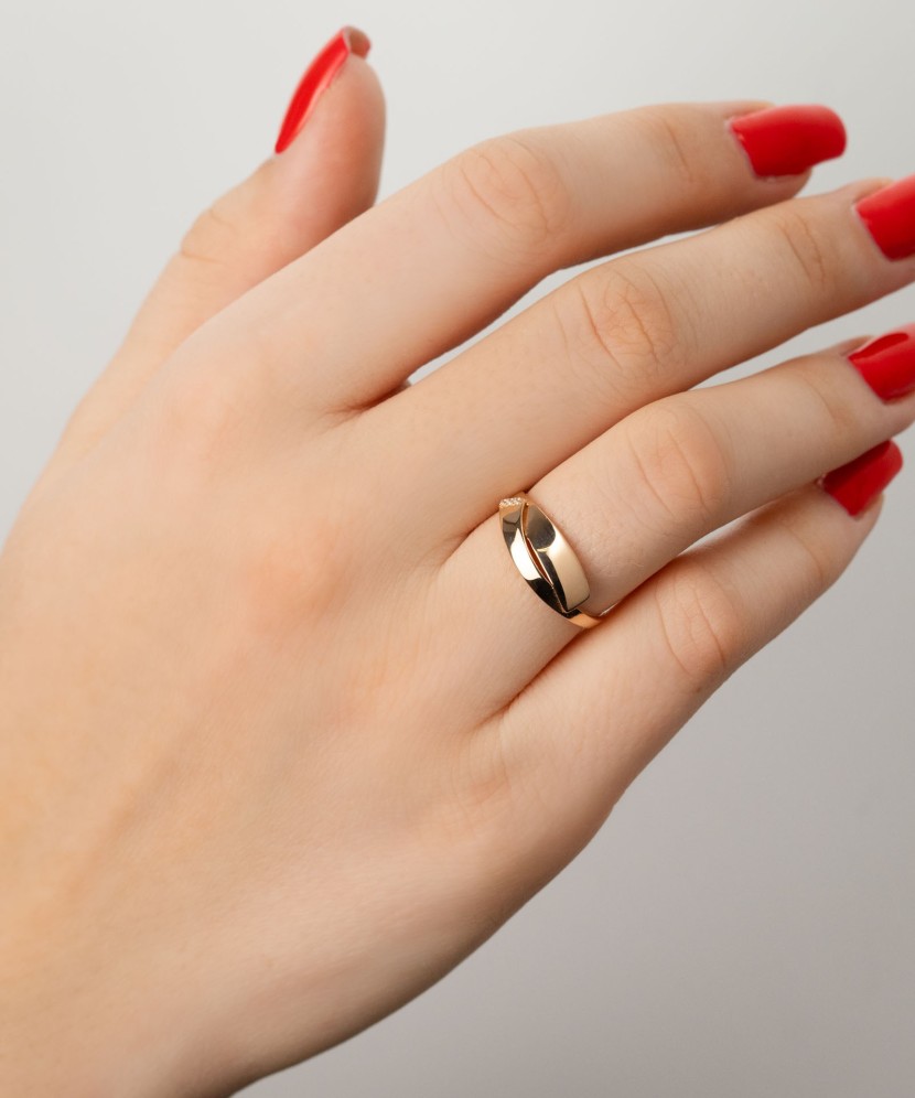 Auksinis žiedas su cirkoniais - Auksiniai žiedai - Goldinga