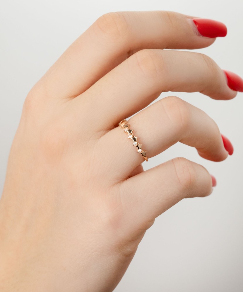 Auksinis žiedas su cirkoniais - Auksiniai žiedai - Goldinga