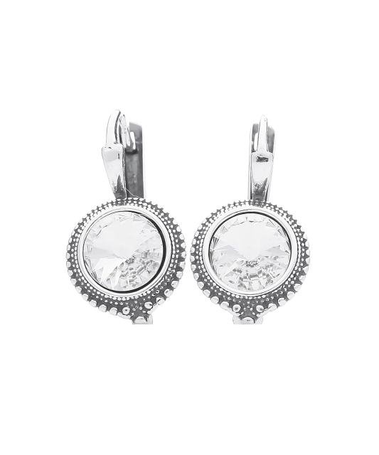 Sidabriniai auskarai su kristalu - Sidabriniai auskarai - Goldinga