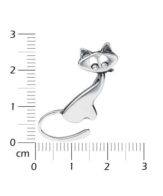 Sidabrinė sagė su cirkoniu "Katinas" - Sagės - Goldinga