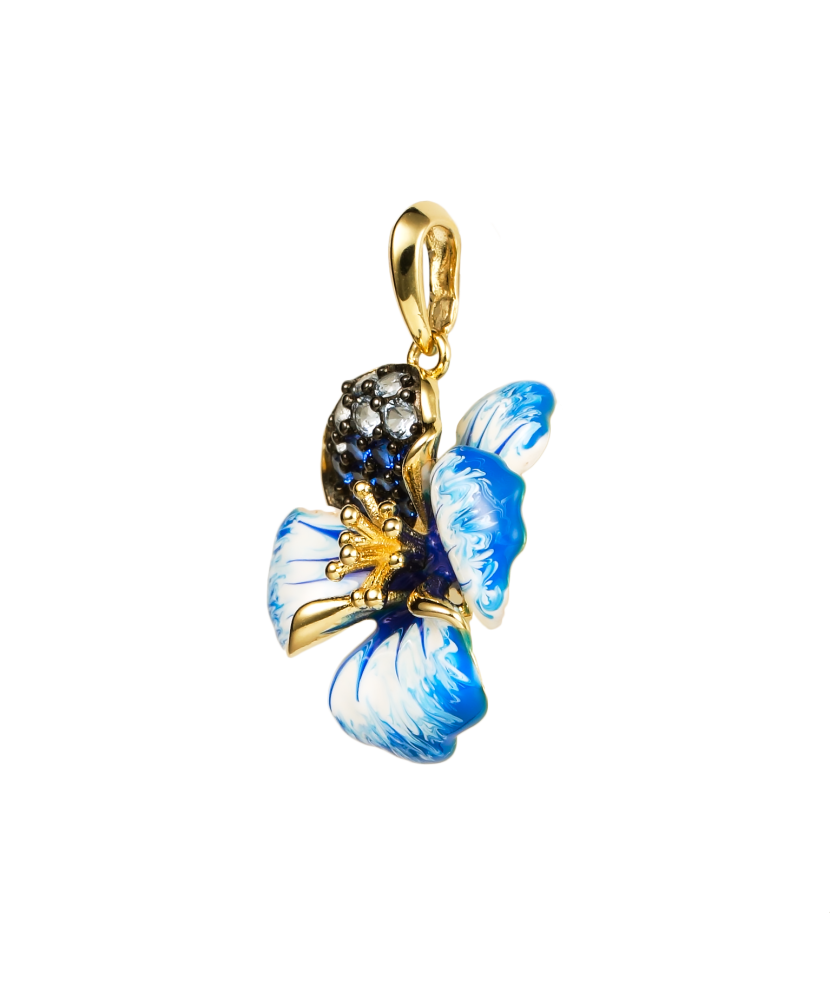 Sidabrinis paauksuotas pakabukas su emale ir cirkoniais  - Goldinga