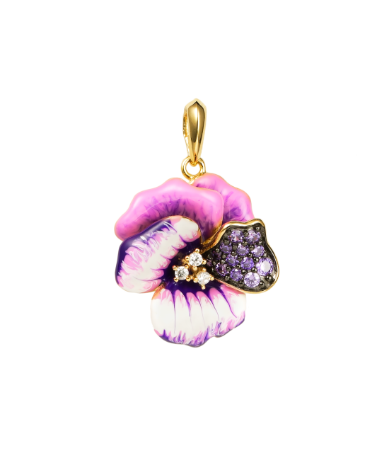 Sidabrinis paauksuotas pakabukas su emale ir cirkoniais - Sidabriniai pakabukai - Goldinga