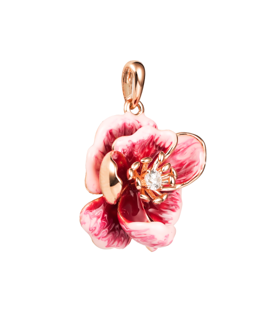 Sidabrinis paauksuotas pakabukas su emale ir cirkoniais - Sidabriniai pakabukai - Goldinga