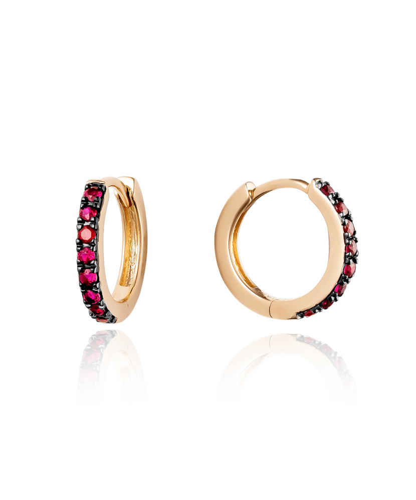 Auksiniai auskarai su rubinais - Auksiniai Auskarai su brangakmeniais - Goldinga