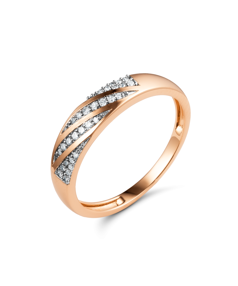 Auksinis žiedas su deimantais - Auksiniai Žiedai su brangakmeniais - Goldinga