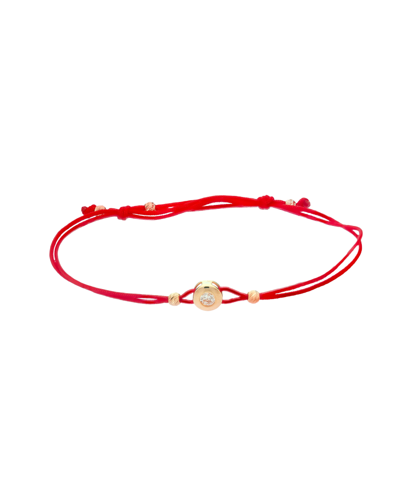 Raudono siūlo apyrankė su auksiniu pakabuku - Siūlų apyrankės su auksu - Goldinga