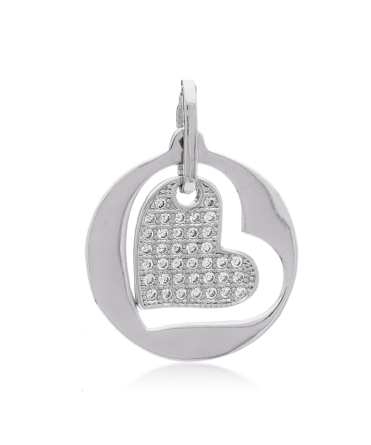 Sidabrinis pakabukas su cirkoniais "Širdelė" - Sidabriniai pakabukai - Goldinga