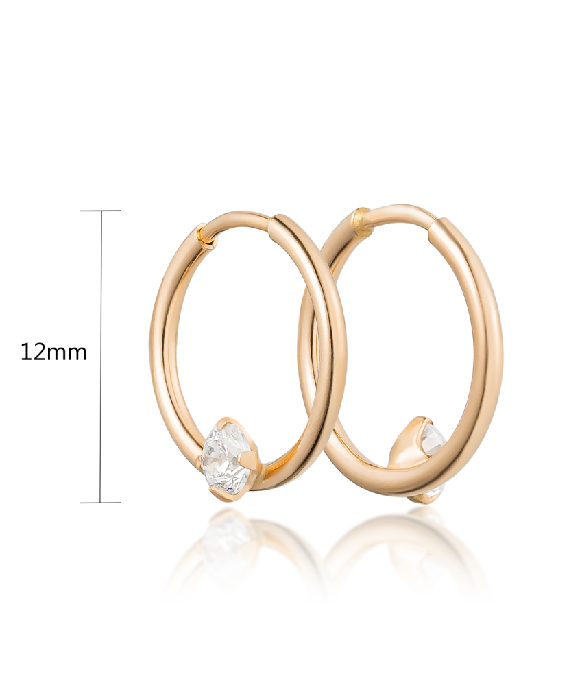 Auksiniai auskarai rinkutės su cirkoniu 12mm - Auksiniai auskarai - Goldinga