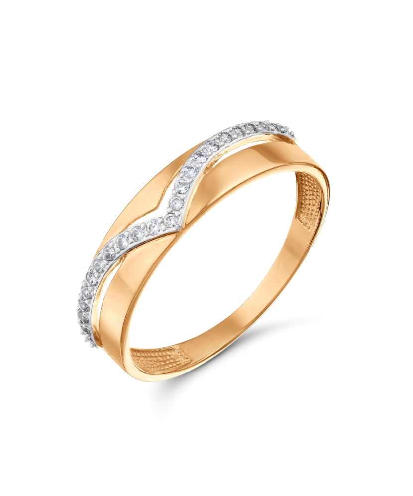 Auksinis žiedas su cirkoniais - Auksiniai žiedai - Goldinga