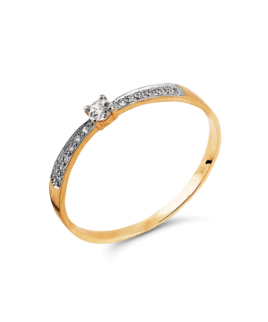 Auksinis žiedas su cirkoniais - Auksiniai žiedai - Goldinga