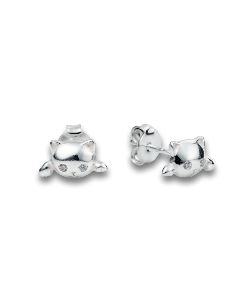 Sidabriniai auskarai su cirkoniu "Katinas" - Sidabriniai auskarai - Goldinga