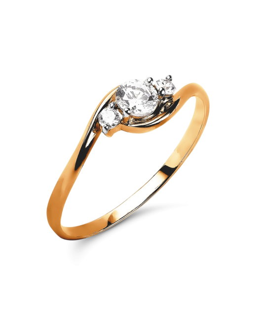 Auksinis žiedas su cirkoniais - Auksiniai žiedai - Goldinga