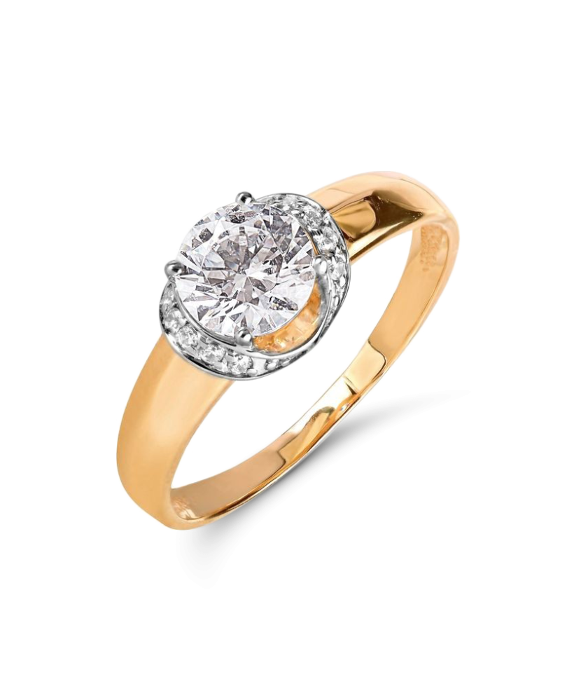 Auksinis žiedas su kristalais - Auksiniai žiedai - Goldinga