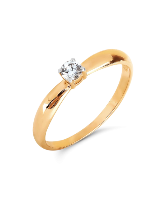Auksinis žiedas su kristalu - Auksiniai žiedai - Goldinga