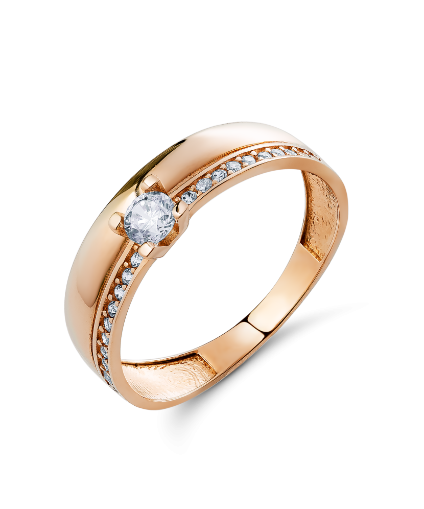 Auksinis žiedas su cirkoniais - Auksiniai žiedai - Goldinga