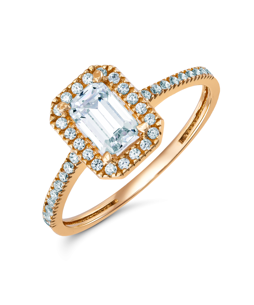 Auksinis žiedas su cirkoniais - Auksiniai žiedai - Goldinga