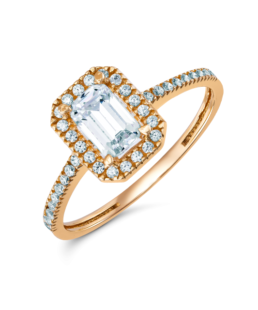 Auksinis žiedas su cirkoniais - Auksiniai žiedai - Goldinga