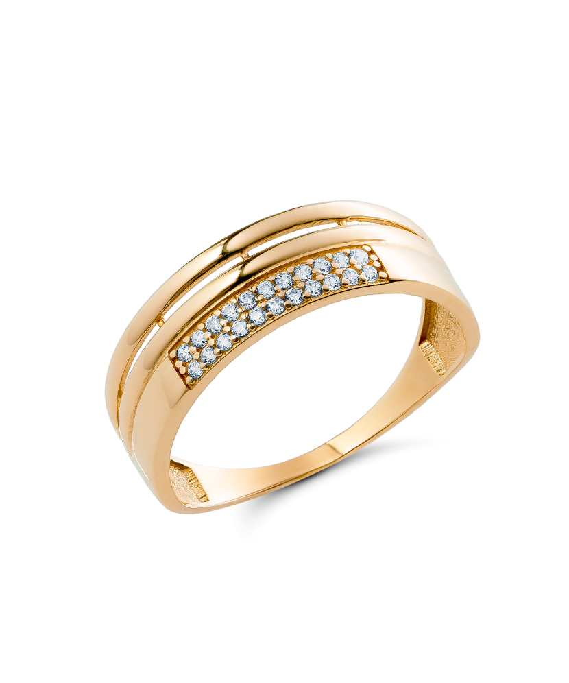 Auksinis žiedas su cirkoniais - Auksiniai žiedai - Goldinga