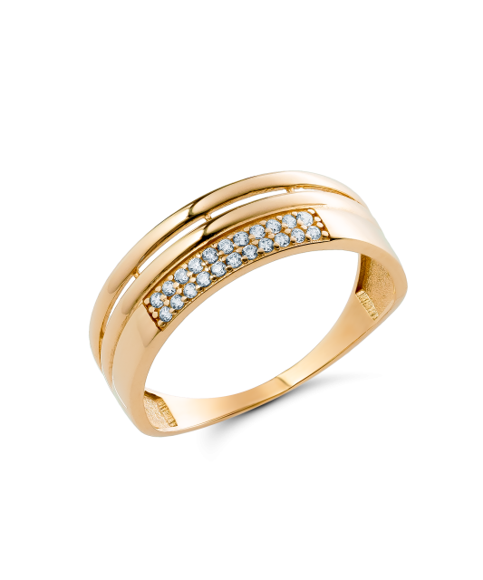 Auksinis žiedas su cirkoniais - Auksiniai žiedai - Goldinga