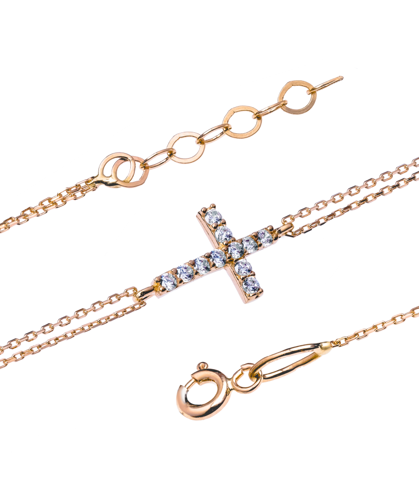 Auksinė apyrankė su cirkoniu "Kryželis" - Auksinės apyrankės - Goldinga