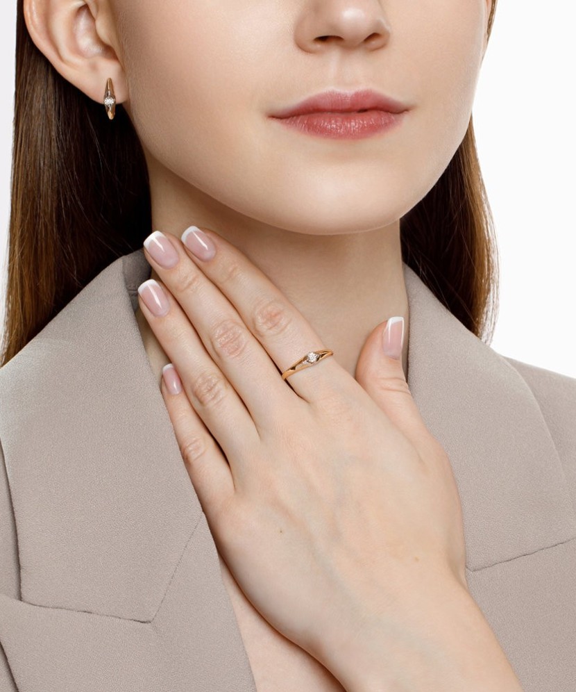 Auksinis žiedas su briliantu - Auksiniai Žiedai su brangakmeniais - Goldinga