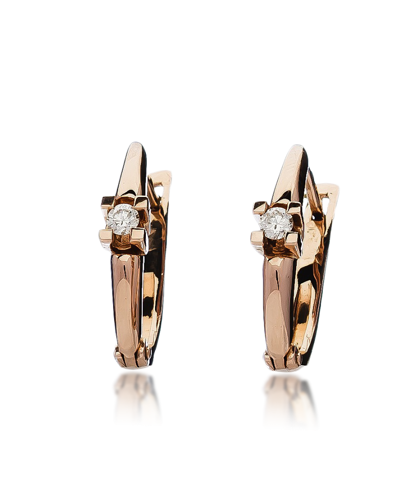 Auksiniai auskarai su briliantu - Auksiniai auskarai - Goldinga