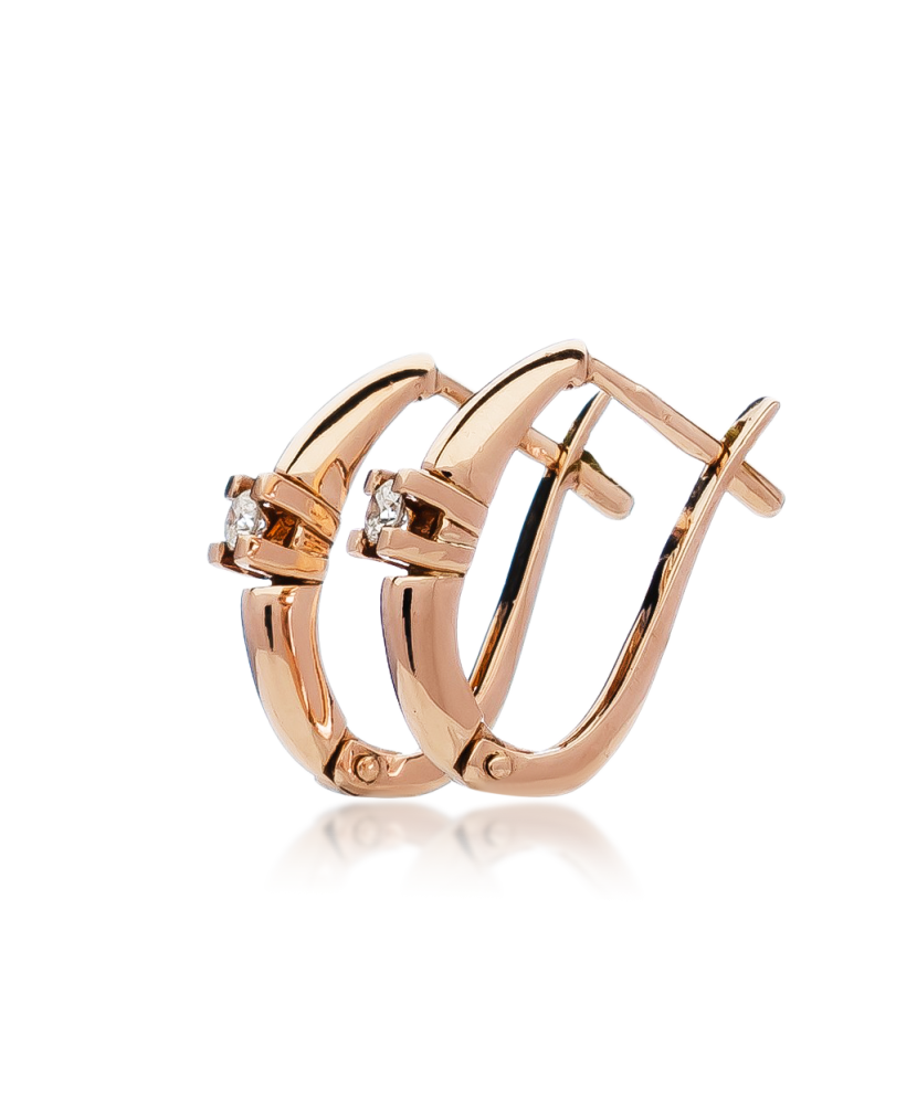 Auksiniai auskarai su briliantu - Auksiniai auskarai - Goldinga