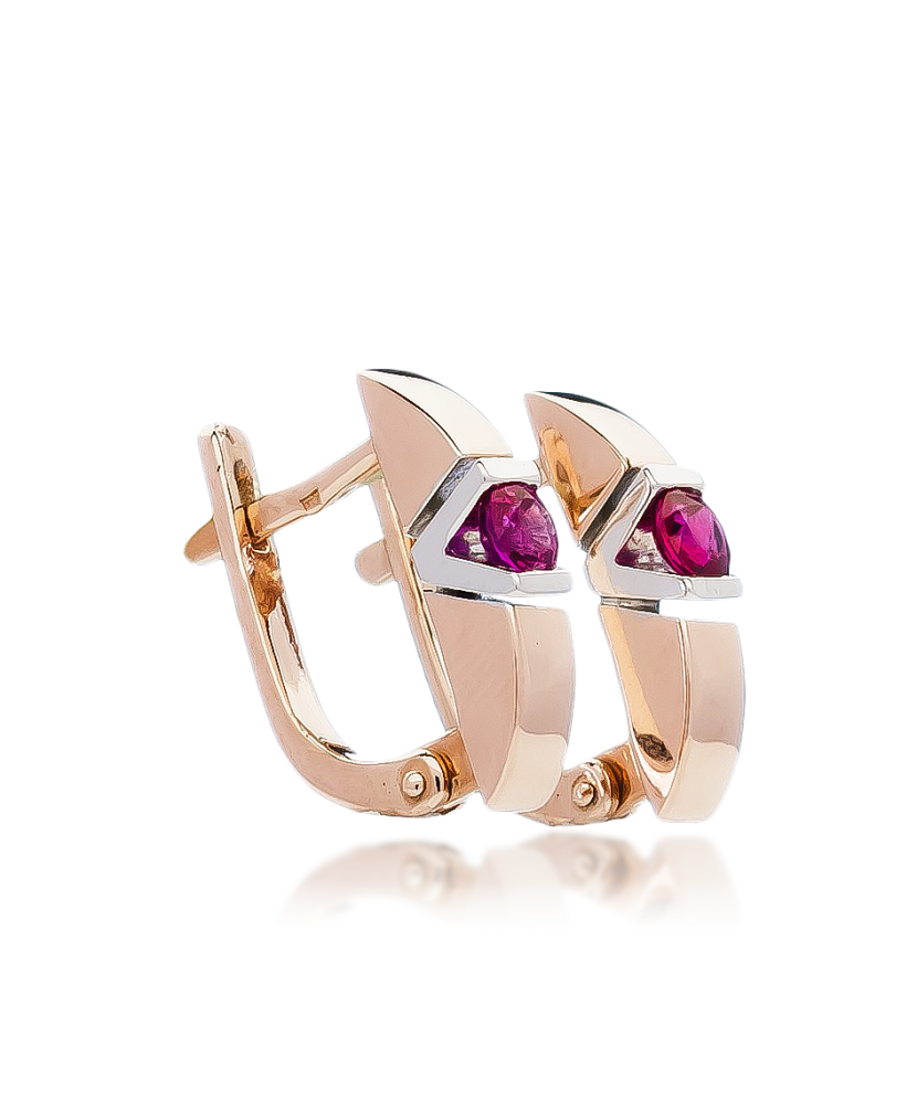 Auksiniai auskarai su rubinu - Auksiniai auskarai - Goldinga