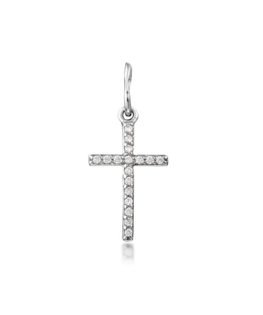 Balto aukso pakabukas su cirkoniais "kryželis" - Kryželiai ir ikonos - Goldinga