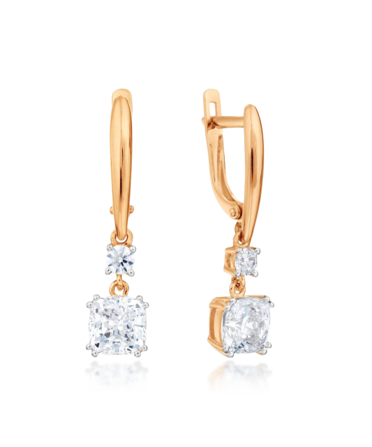 Auksiniai auskarai su kristalais - Auksiniai auskarai - Goldinga