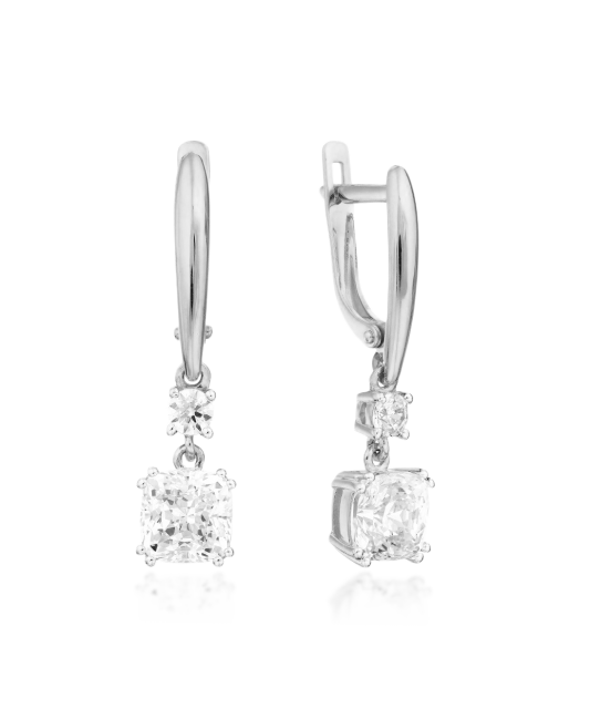 Balto aukso su kristalais - Auksiniai auskarai - Goldinga