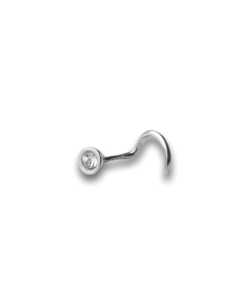 Sidabrinis auskaras į nosį su cirkoniu - Auskarai į bambą ir nosį - Goldinga