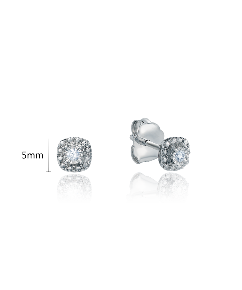 Balto aukso auskarai su deimantais - Auksiniai Auskarai su brangakmeniais - Goldinga