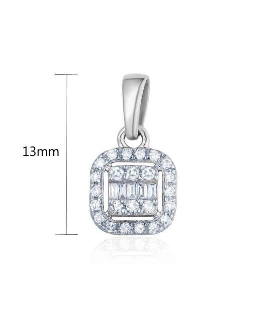 Balto aukso pakabukas su deimantais - Pakabukai su brangakmeniais - Goldinga