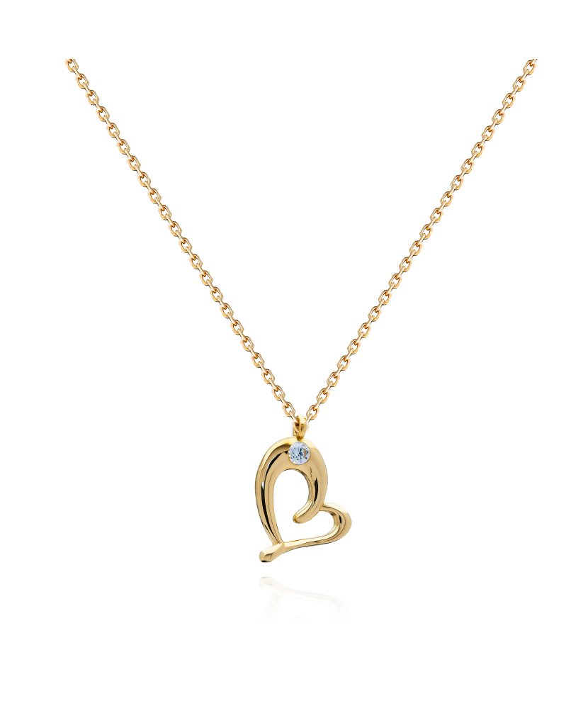 Geltono aukso Grandinėlė Su Cirkonio Pakabuku "Širdelė" - Auksinės grandinėlės su pakabukais - Goldinga