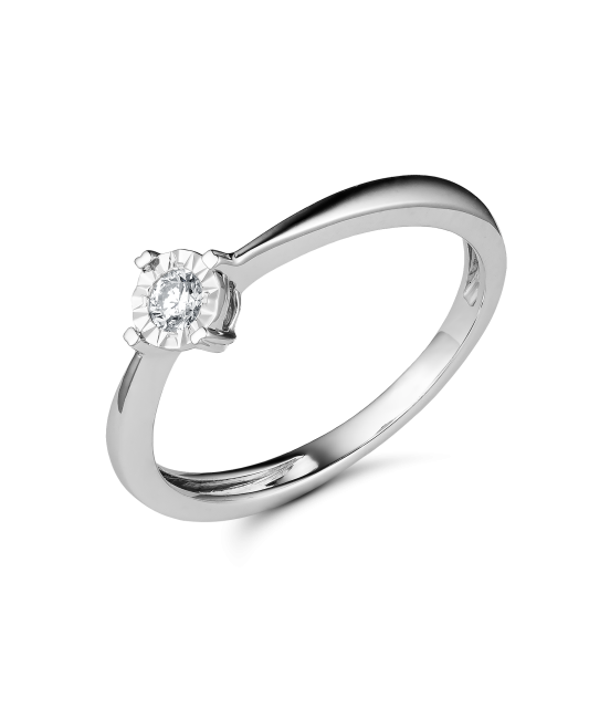 Balto aukso žiedas su briliantais - Auksiniai Žiedai su brangakmeniais - Goldinga