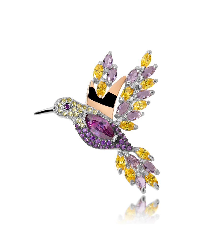 Sidabrinė sagė su cirkoniais dengta auksu - Sagės - Goldinga