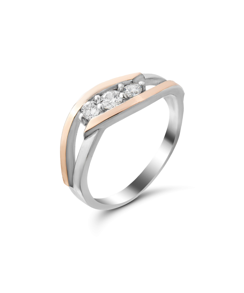 Sidabrinis žiedas su cirkoniais dengtas auksu - Sidabriniai žiedai - Goldinga