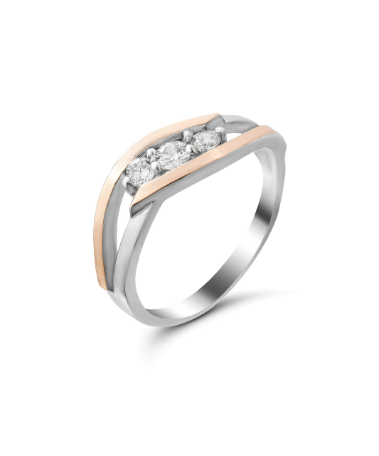 Sidabrinis žiedas su cirkoniais dengtas auksu - Sidabriniai žiedai - Goldinga