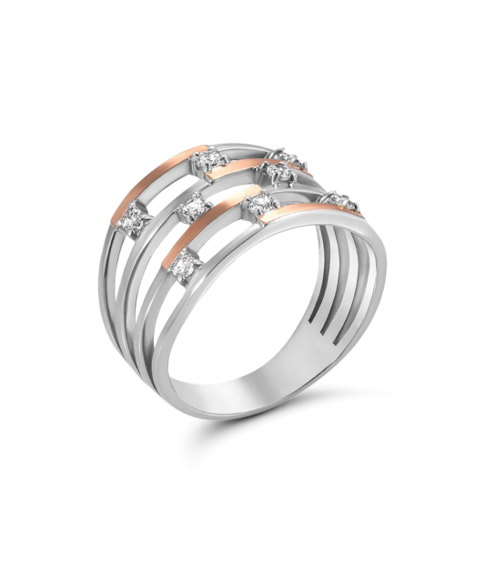 Sidabrinis žiedas su cirkoniais dengtas auksu - Sidabriniai žiedai - Goldinga