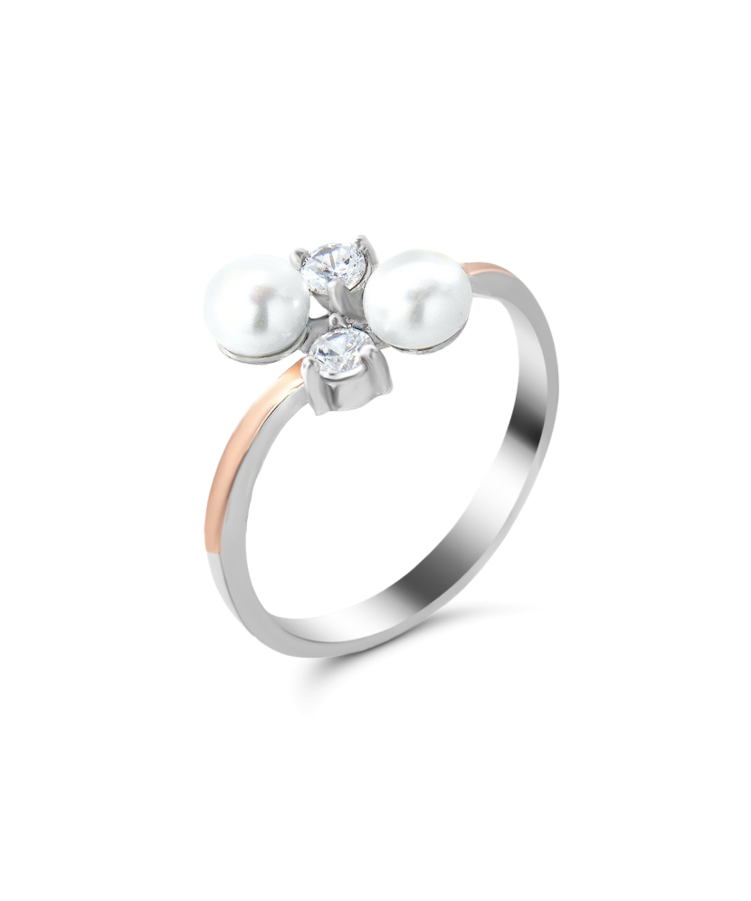 Sidabrinis žiedas su perlu dengtas auksu - Sidabriniai žiedai - Goldinga