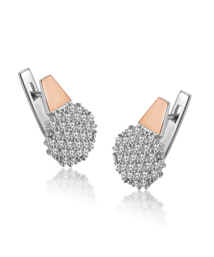 Sidabriniai auskarai su cirkoniais dengti auksu - Sidabriniai auskarai - Goldinga